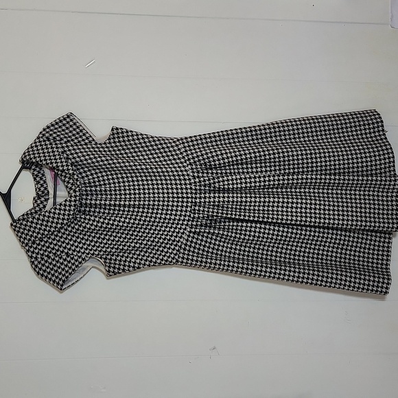Eliza J Black White Houndstooth Wool Blend Dress Size 8 - Picture 1 of 16